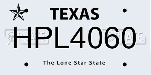 HPL4060 Texas License Plate