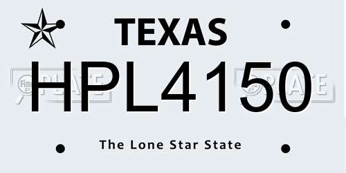 HPL4150 Texas License Plate