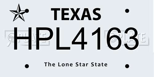 HPL4163 Texas License Plate