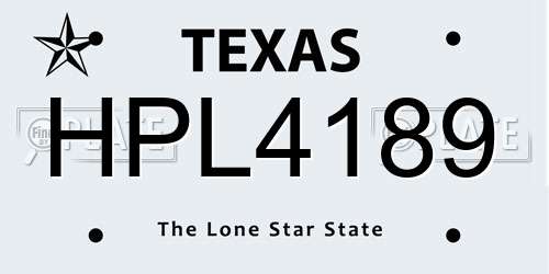 HPL4189 Texas License Plate