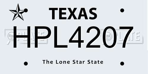 HPL4207 Texas License Plate