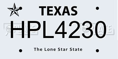 HPL4230 Texas License Plate