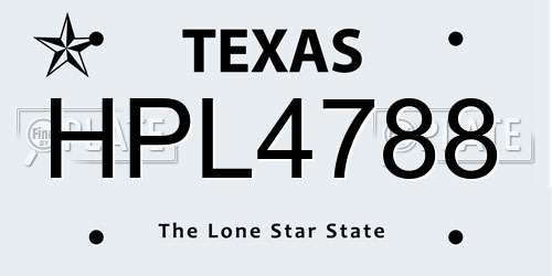 HPL4788 Texas License Plate