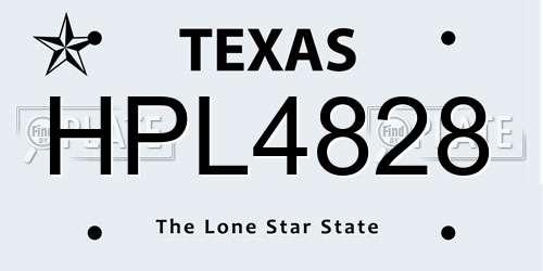 HPL4828 Texas License Plate