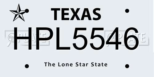 HPL5546 Texas License Plate