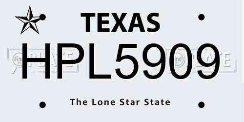 HPL5909 Texas License Plate