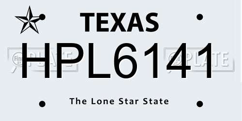 HPL6141 Texas License Plate