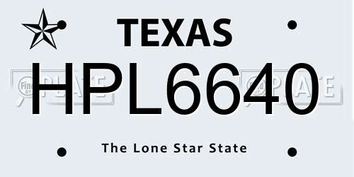 HPL6640 Texas License Plate