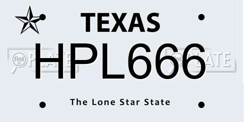 HPL666 Texas License Plate