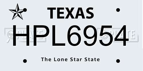 HPL6954 Texas License Plate