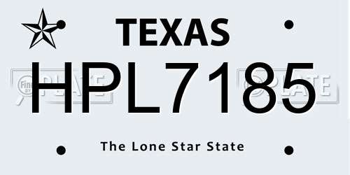 HPL7185 Texas License Plate