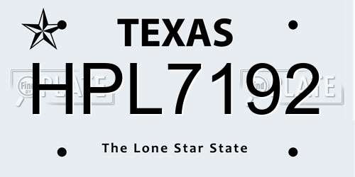 HPL7192 Texas License Plate