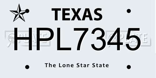 HPL7345 Texas License Plate