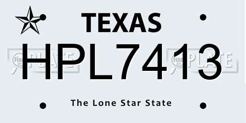 HPL7413 Texas License Plate