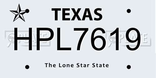 HPL7619 Texas License Plate