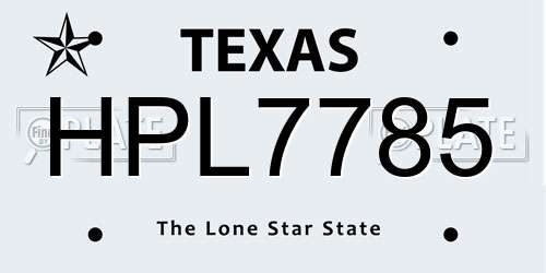 HPL7785 Texas License Plate