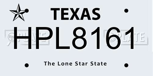 HPL8161 Texas License Plate
