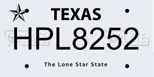 HPL8252 Texas License Plate