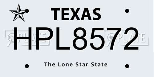 HPL8572 Texas License Plate
