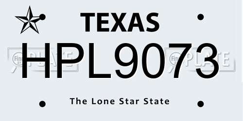 HPL9073 Texas License Plate