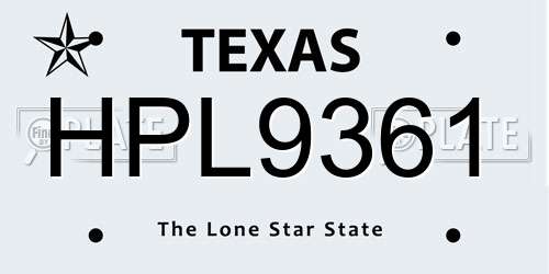 HPL9361 Texas License Plate