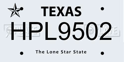 HPL9502 Texas License Plate