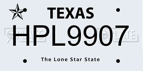 HPL9907 Texas License Plate