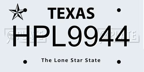 HPL9944 Texas License Plate