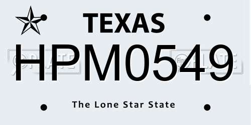 HPM0549 Texas License Plate
