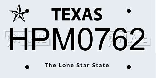 HPM0762 Texas License Plate