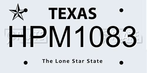HPM1083 Texas License Plate
