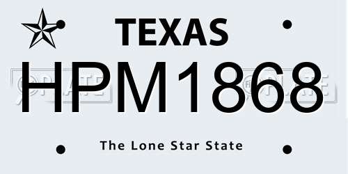 HPM1868 Texas License Plate
