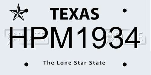 HPM1934 Texas License Plate