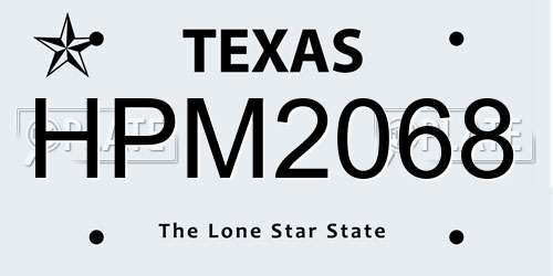 HPM2068 Texas License Plate