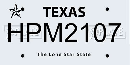 HPM2107 Texas License Plate