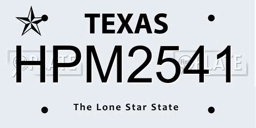 HPM2541 Texas License Plate