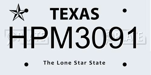 HPM3091 Texas License Plate