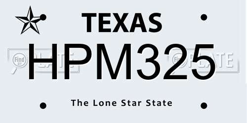 HPM325 Texas License Plate