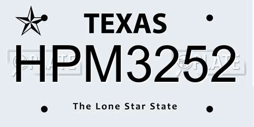 HPM3252 Texas License Plate