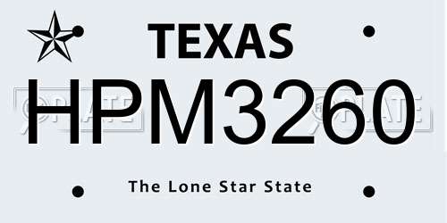 HPM3260 Texas License Plate