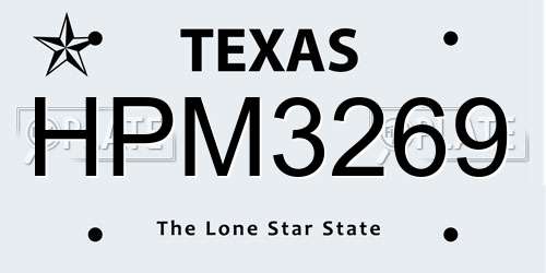 HPM3269 Texas License Plate