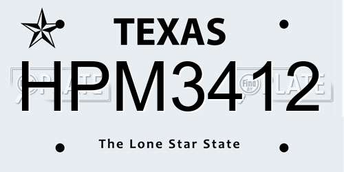 HPM3412 Texas License Plate