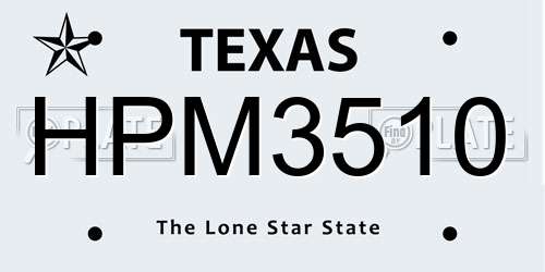 HPM3510 Texas License Plate