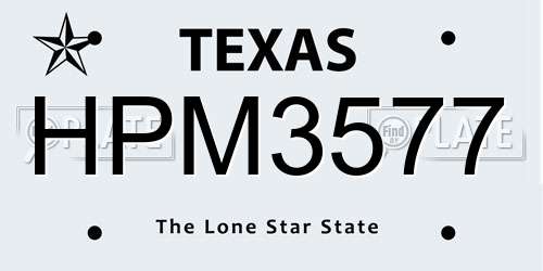 HPM3577 Texas License Plate