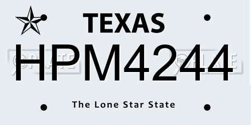 HPM4244 Texas License Plate