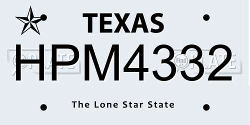 HPM4332 Texas License Plate