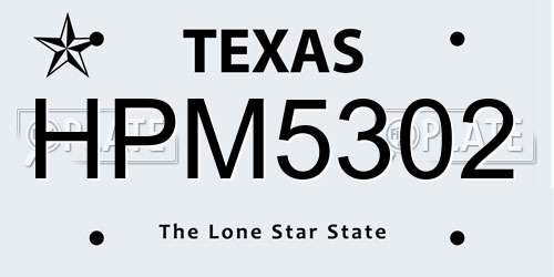 HPM5302 Texas License Plate