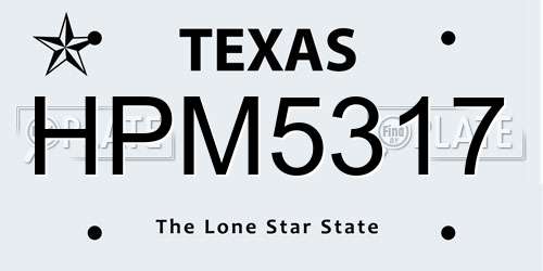 HPM5317 Texas License Plate
