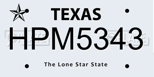 HPM5343 Texas License Plate