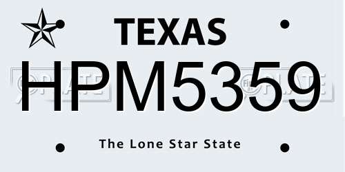 HPM5359 Texas License Plate